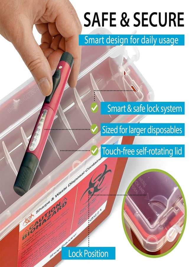 Shop Square Sharps Container for Home Use and Professional - 5 Quart (2 Pack) Large Sharps Container, Needle Disposal, Touch Free Rotating Lid - Image 5